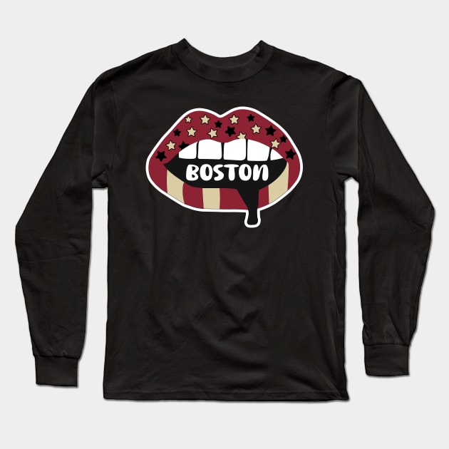 Boston Lips Long Sleeve T-Shirt by NFDesigns